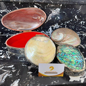 Luxury Iridescent Shell Jewelry <b>Box</b> Handmade Oval Decorative <b>Keepsake</b> Case - Product Image 1