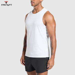 Débardeur de sport en coton pour homme, personnalisable avec logo, couleur unie, sans manches, respirant, séchage rapide, tissu gaufré, idéal pour la musculation et le fitness - Product Image 3