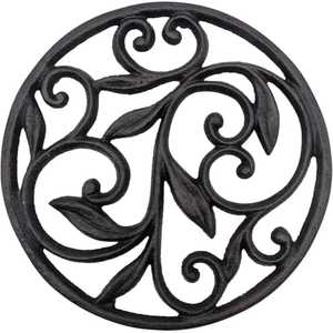 Black Cast Iron Round Trivet Heavy Duty Heat Resistant Hot Pad Pot Holder Vintage Kitchen <b>Table</b> Countertop <b>Protector</b> Mat - Product Image 5