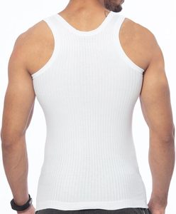 Undershirts Plain Dyed <b>White</b> Front Logo Training 100% Cotton Knitted O-Neck Casual <b>Men's</b> Gym <b>Vest</b> Breathable 120g - Product Image 2