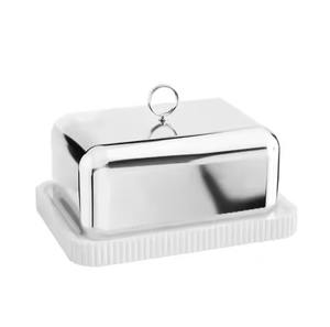 Mantequillera metálica con tapa para encimera, caja de almacenamiento de mantequilla para mostrador de cocina, servicio de desayuno y mesa de café - Product Image 3