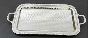 Plateau de service en métal doré de luxe avec poignées, plateau décoratif pour table basse, pour la maison et l'hôtel - Product Image 6