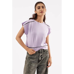 T-shirt court ample pour femme, manches courtes, coupe décontractée, chemise d'été légère, couleurs et tailles personnalisées, vente en gros - Product Image 4