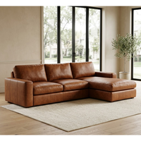 Elegantes, modernes Cognac-Leder-Ecksofa mit abnehmbarer Chaiselongue – umweltfreundlich und langlebig für Wohnzimmer, Villa, Park