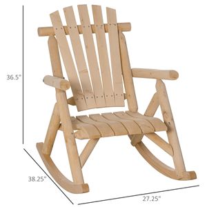 Silla Mecedora Adirondack de Madera Rústica con Diseño de Listones para Interiores y Exteriores, para Patio y Jardín, Color Natural - Product Image 3