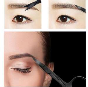 Tijeras para cejas con peine y pinzas, multiusos, de acero inoxidable, curvadas, pequeñas, para pestañas, peine y pinzas, ANAAIF - Product Image 6