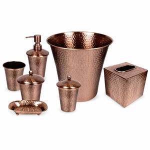 Antique Brass <b>Bathroom</b> <b>Accessories</b> <b>Set</b> Crocodile Texture Stainless Steel 5-Piece Bath Ensemble Includes Waste Bin Tissue Box - Product Image 4