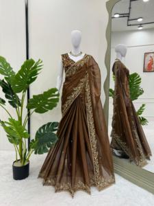Indian Ethnic Fancy Designer Partywear Saree with Sequins Work for All Special Occasion and Function for Women Trendy Outfit - Product Image 4
