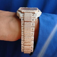 Montre mécanique de luxe pour homme, édition limitée, personnalisée, style romain carré, plaquée or rose, sertie de diamants en moissanite