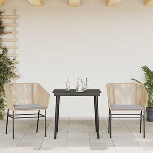Set da pranzo da giardino marrone e nero, 2 posti, struttura in acciaio, resistente alle intemperie, design contemporaneo - Product Image 3