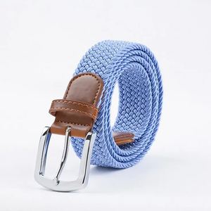 Men Women Adjustable Braided Stretch Leather <b>Elastic</b> Fabric <b>Belt</b> - Product Image 6