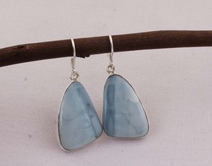 Wholesale Natural Blue Lace Agate 925 <b>Sterling</b> <b>Silver</b> <b>Dangle</b> <b>Earrings</b> Soft Blue Gemstone Drop <b>Earrings</b> High Quality Jewelry - Product Image 1
