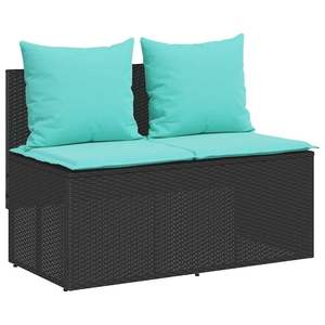 Set da pranzo da giardino in polyrattan nero a 3 pezzi con cuscini - Product Image 4