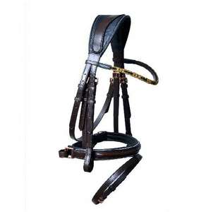 Brida de Cuero Negro Premium Duradera para Caballo con Narquileras Acolchadas y Frontal Decorativo, para Entrenamiento, Competición y Uso Ecuestre - Product Image 1