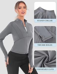 Yoga Sports Long Sleeve Coat Zipper Tight Lightweight Breathable Running Sportswear <b>Jackets</b> - Product Image 3