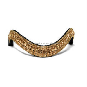 Equine Bling 5 Row Crystal Brow Band elección de colores de cristal Black Genuine Leather Brow Band con Crystal Accent Full COB - Product Image 6