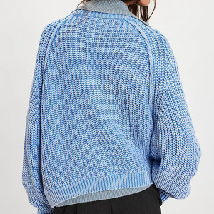 Pull-over ample en maille torsadée épaisse 100 % acrylique à manches chauve-souris pour femme, col rond, collection Hiver 2026 - Product Image 2