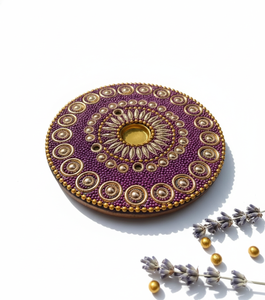 Porte-encens rond en pierre fait main pour cônes et bâtonnets – Brûleur d'encens décoratif de Noël | Décoration d'intérieur ronde faite à la main Round-ISRH3 - Product Image 3