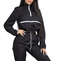 Survêtement marron pour femme, manches longues, demi-zip, fermeture à cordon, style sportif, polyester léger, coupe classique, idéal pour le printemps
