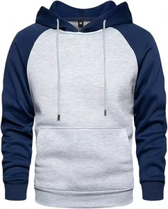 Sudadera con Capucha para Hombre, Manga Raglán, Gris Marino, Algodón, Felpa Francesa, Informal, para Otoño, con Bolsillo Delantero, Corte Regular - Product Image 3