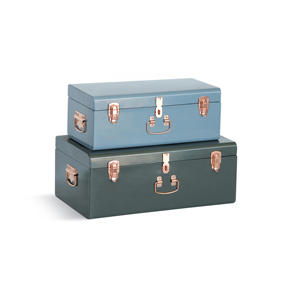 Vintage Rectangular <b>Metal</b> <b>Storage</b> <b>Box</b> Set Classic Design Hinged Closure Stacking For Sundries Three Layer Mint Green Blue Gray - Product Image 6
