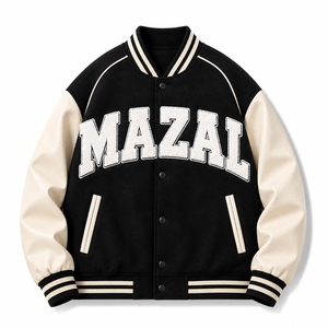 Blouson universitaire en mélange de laine avec lettres brodées pour marques de mode, livraison rapide, collection streetwear – directement de l'usine - Product Image 1