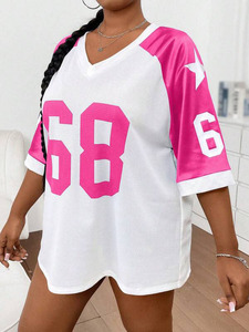 Maillot de football en maille oversize à col en V, avec impression de numéro, style streetwear, respirant, haut de sport, faible MOQ, vente en gros OEM - Product Image 4