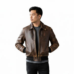 Chaqueta de Cuero Genuino Personalizada de Nuevo Estilo para Hombre, Chaqueta de Cuero de Primera Calidad, Corte Clásico Moderno, Personalizable en Todas las Tallas - Product Image 1