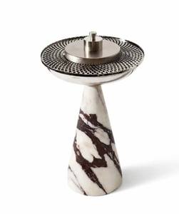 Dark Green <b>Marble</b> Pedestal Incense Burner Brushed Silver Stainless Steel <b>Mesh</b> Bakhoor Censer - Product Image 4