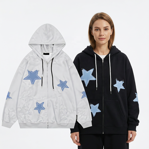 Sudadera con Capucha Extra Grande Unisex con Apliques de Estrellas, Ropa Casual de Otoño, Diseño Transpirable de Punto 100% Algodón - Product Image 6