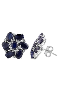 Pendientes de Diamante y Zafiro Azul en Plata de Ley 92.5 KLST-30628 - Product Image 3