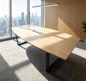 Table de conférence rectangulaire en mélamine, design moderne, durable, 8 places, mobilier de bureau, usage commercial, pieds en métal - Product Image 1