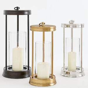 Set of 2 <b>Hurricane</b> Candle Holder Set with Glass Dome & Iron Base Elegant Decorative Pillar Candle Holders for Living Room - Product Image 5