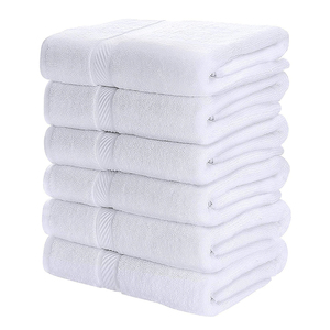 <b>White</b> Cotton <b>Bath</b> <b>Towel</b> Set Rectangular Dyed Skin-Friendly Home Use - Product Image 1