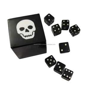 Ensemble de 8 dés en résine noire faite à la main, boîte de rangement complète Casino Ludo Snake Ladder & Family Gam Gift Cube Shape - Product Image 6