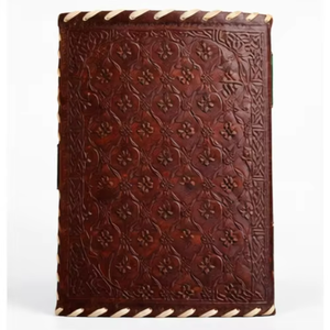 Hand Painted <b>Leather</b> Journal Floral Art Vintage Brown <b>Notebook</b> Metal Lock Handmade <b>Refillable</b> Writing Diary 8x6 - Product Image 2