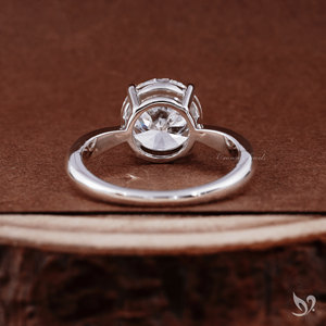 Anillo de compromiso solitario con diamante redondo de 3 quilates cultivado en laboratorio, diseño de tallo pellizcado en oro blanco de 10K, anillo de lujo. - Product Image 3