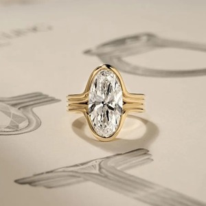 Bague solitaire en or avec diamant de laboratoire de taille Moval (hybride marquise-ovale) pour femme, idéale pour fiançailles et mariage, certifiée IGI - Product Image 5