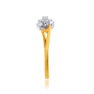Élégante bague en or 14 carats avec fleur de diamant, style bypass, pierres scintillantes en grappe, cadeau d'anniversaire pour femme, diamant bypass unique - Product Image 3