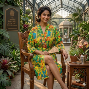 ชุดกิโมโนผ้าฝ้ายลายดอกไม้สีเขียวเซจ |   ชุดคลุมอาบน้ำแขนยาวคอวีพร้อมกระเป๋า |   ชุดนอนผู้หญิงแบบมีเชือกผูกสวมใส่สบาย - Product Image 3