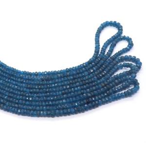 Cuentas facetadas de apatita neón natural, cuentas de piedra preciosa de apatita azul oscuro de 3-4.5 mm, hilo de 16 pulgadas, cuentas sueltas para joyería. - Product Image 1