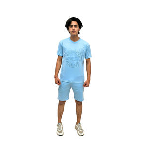 Ensemble de survêtements personnalisés pour hommes : T-shirts et shorts gaufrés, tenues deux pièces pour streetwear - Product Image 3