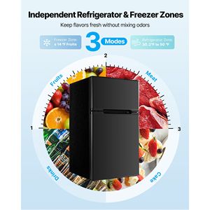 Congelatore Frigorifero Compatto a Due Porte da 3.2 Cu.Ft ad Alta Efficienza Energetica con 3 Ripiani a Temperatura Regolabile per Uso Domestico - Product Image 4