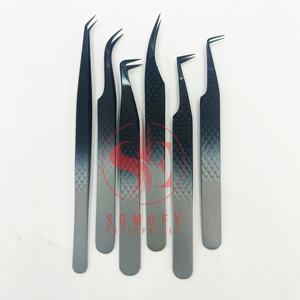Pinzas de extensión de pestañas de acero inoxidable duraderas antiestáticas de precisión profesional de alta calidad 45 grados personalizables - Product Image 2