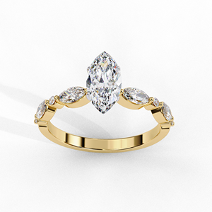Anillo de Compromiso con Diamante Cultivado en Laboratorio Certificado por IGI, Oro Sólido de 14k/18k, Corte Marquesa, Fabricante de Joyería Personalizada al por Mayor - Product Image 1