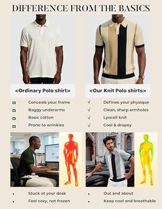 Chemises polo pour hommes, chemises à rayures vintage à boutons, chemises décontractées en tricot - Product Image 6