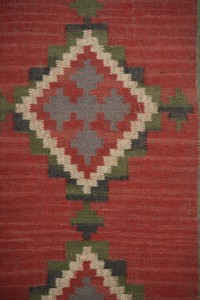 Custom Handloom Wool Kilim <b>Runner</b> Rug Bohemian Tribal Diamond Pattern Rust Orange Decorative <b>Long</b> <b>Hallway</b> Area Floor Carpet - Product Image 3