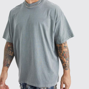 T-shirt d'été uni pour homme, coupe ample, col rond, tricoté, 100% coton 180g, séchage rapide, respirant, impression personnalisée, vente en gros - Product Image 3