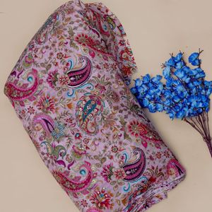 Tissu en crêpe de soie tissé de poids moyen, brodé de sequins, motif Paisley, rose lilas, pour vêtements de mariage/occasions spéciales - Product Image 3
