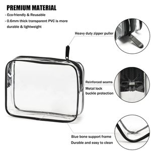 MODENGKONGJIAN Set di 3 Borse da Viaggio per Cosmetici Approvate TSA, Formato Quarto, Trasparenti, per Donna e Uomo - Product Image 2